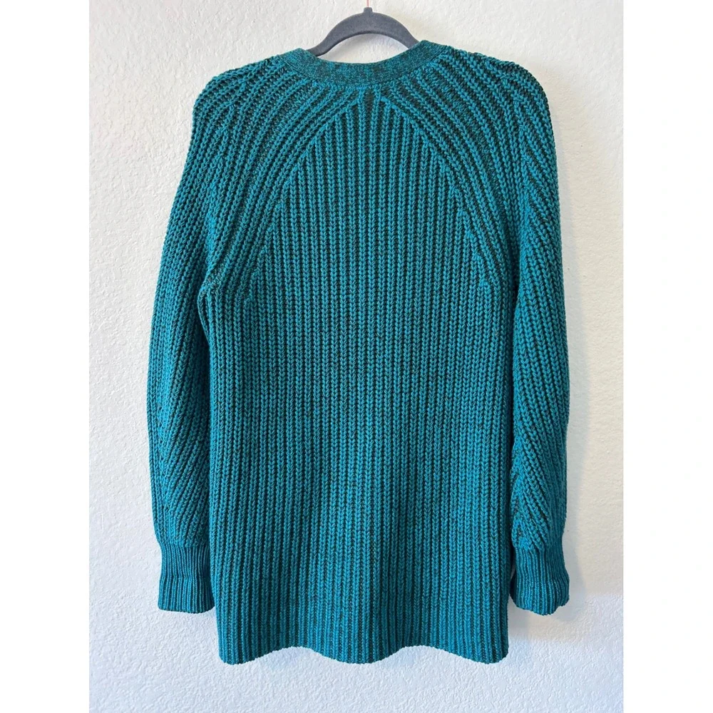 Sundance Coastal Grandma Teal Green Chunky Ribbed Knit Cardigan Sweater SZ SM - Picture 3 of 8